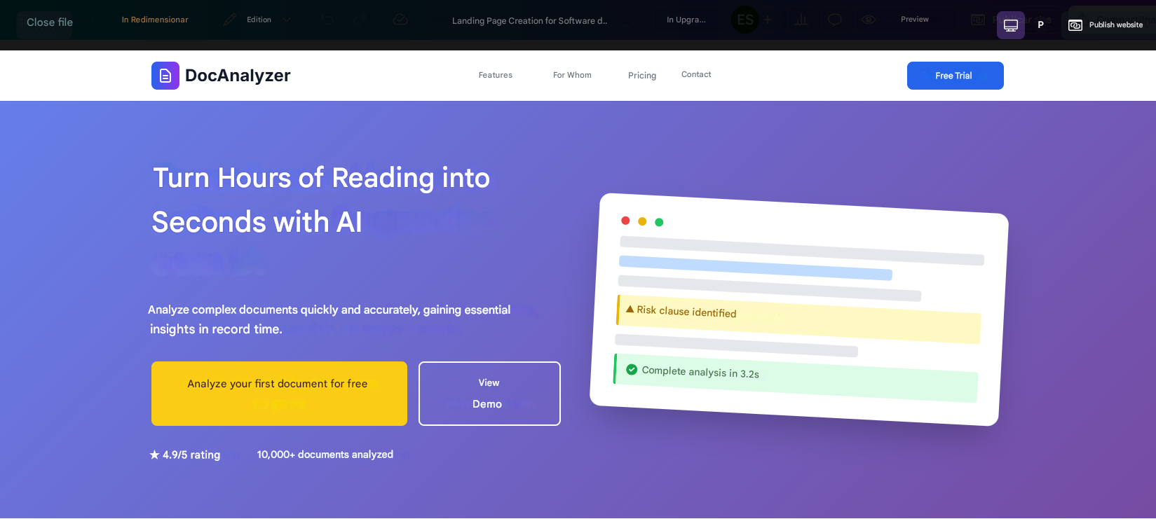 Lexalazer interface showing a contract summary generated by artificial intelligence.